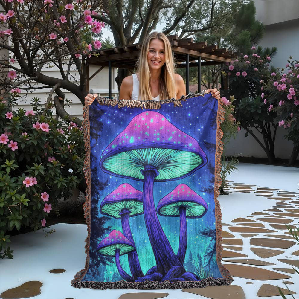 Neon Mushrooms Blanket