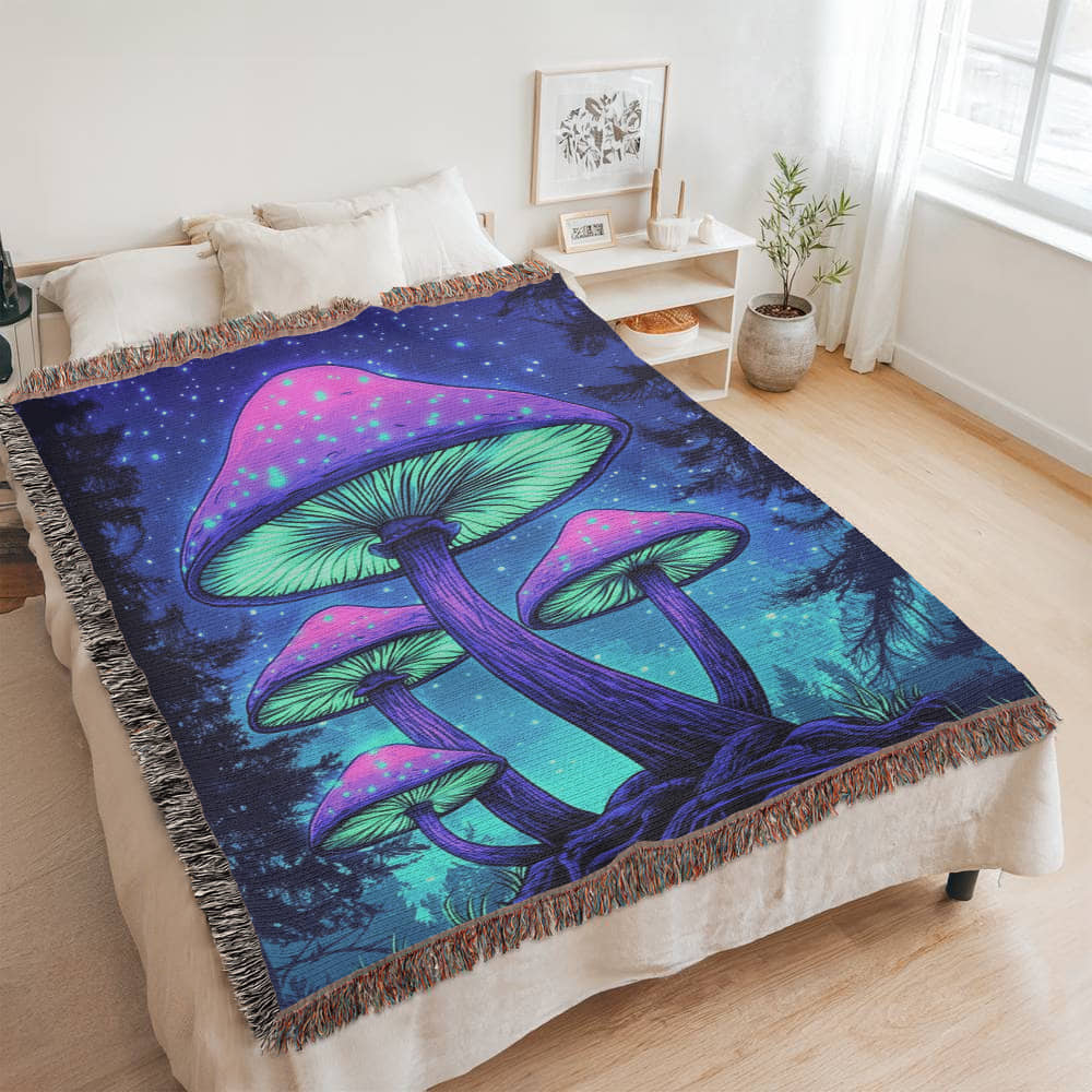 Neon Mushrooms Blanket